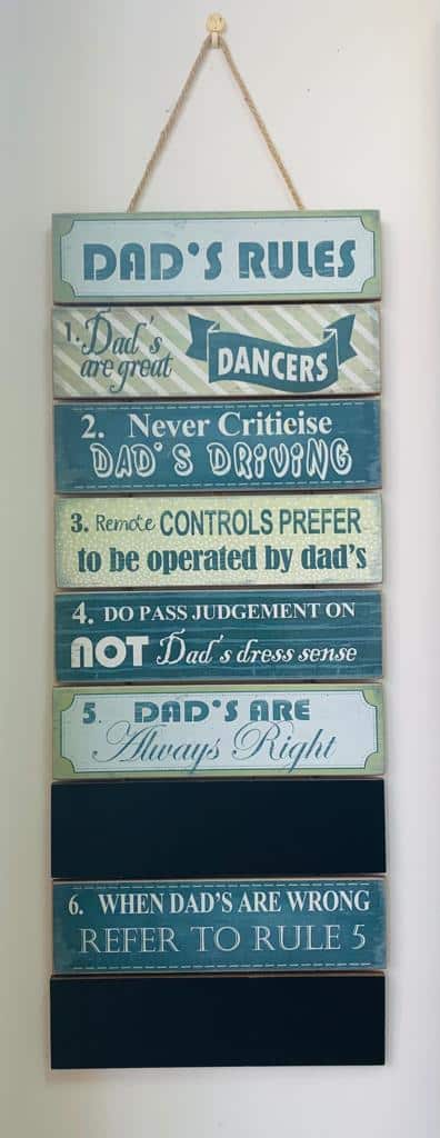 Dad's rules - wooden decor