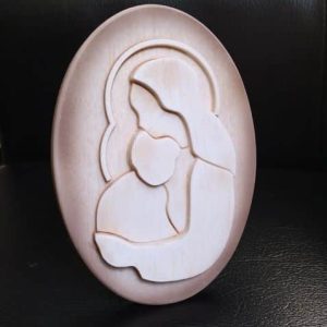 PLAQUE OVAL MARY & CHILD BROWN