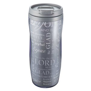 Rejoice (Silver) Polymer Travel Mug