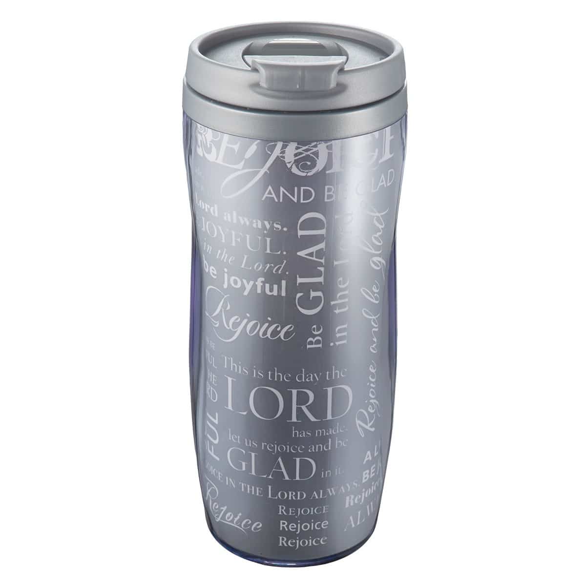 Rejoice (Silver) Polymer Travel Mug