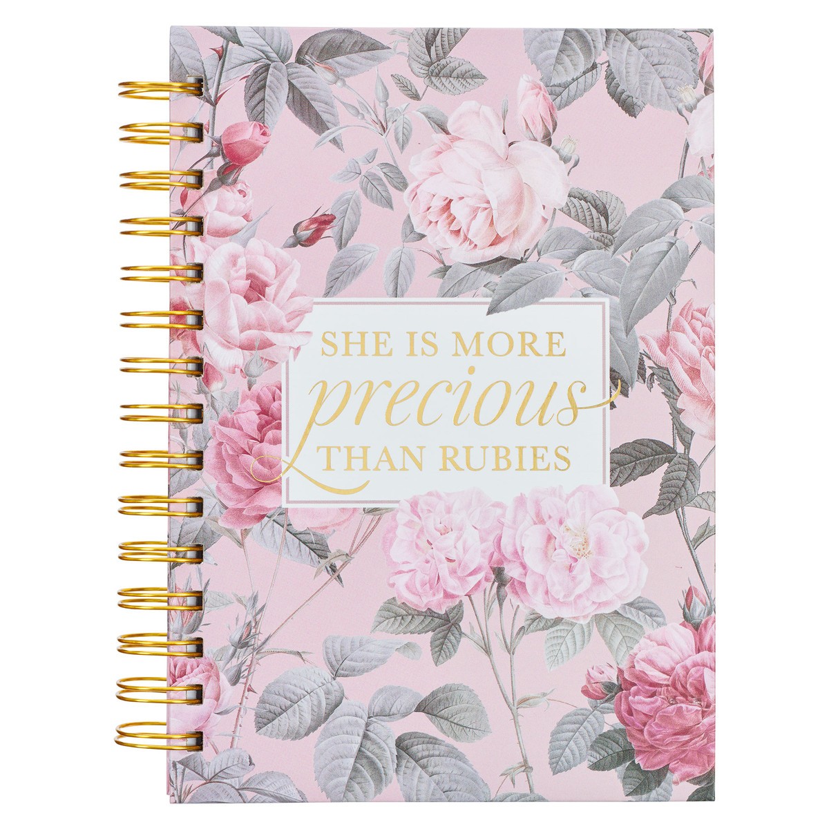 Journal Wirebound Pink Floral More Precious Than R