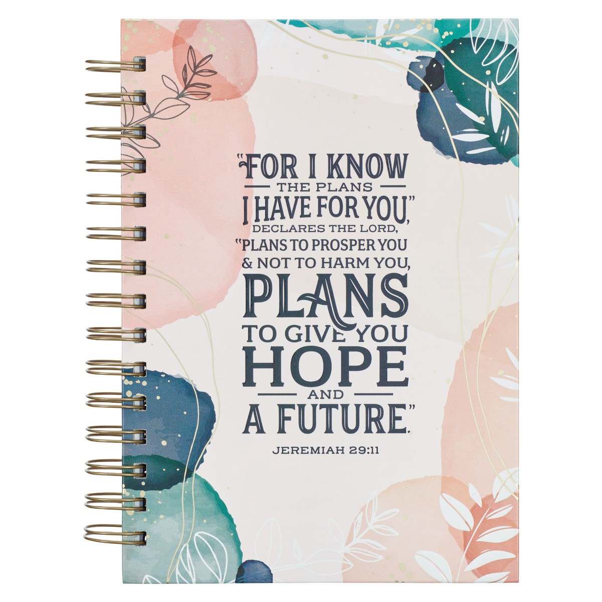 Journal Wirebound White Abstract/Leaves Plans Jer.