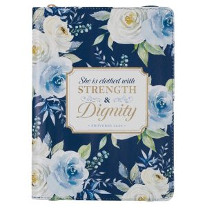 Journal Classic Zip Blue Floral trength & Dignity Prov 31:25
