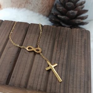 INFINITY CROSS NECKLACE (GOLD)