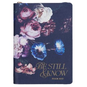 Journal Classic Zip Navy Be Still Ps 46:10