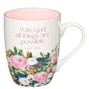 Mug Multi Floral Purple With God Matt 19:26