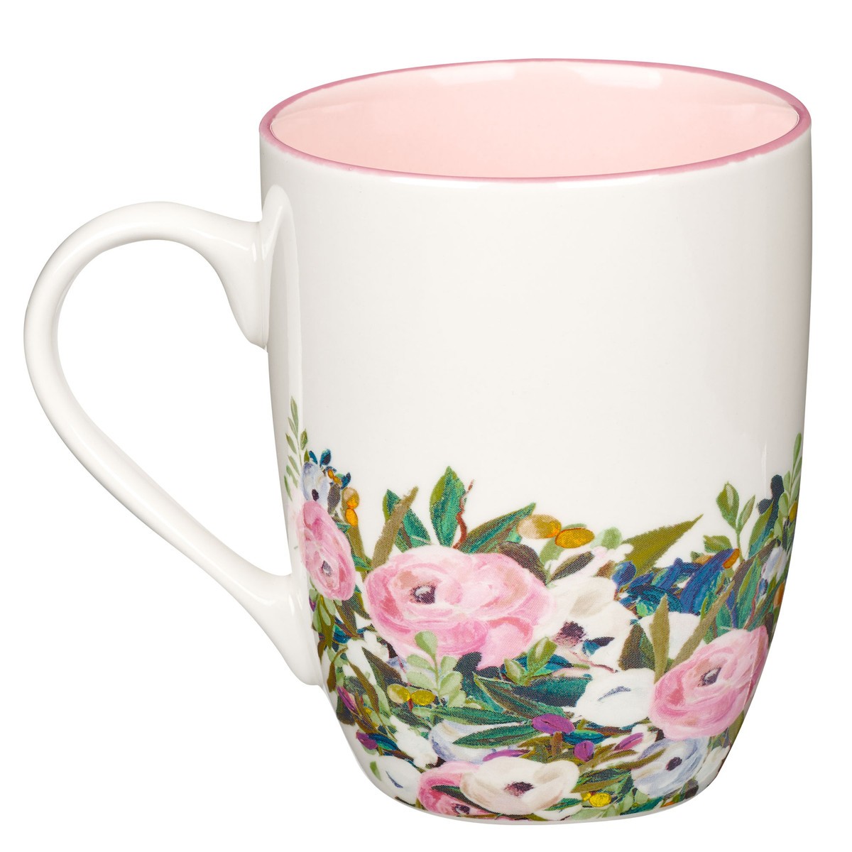 Mug Multi Floral Purple With God Matt 19:26 - Image 2