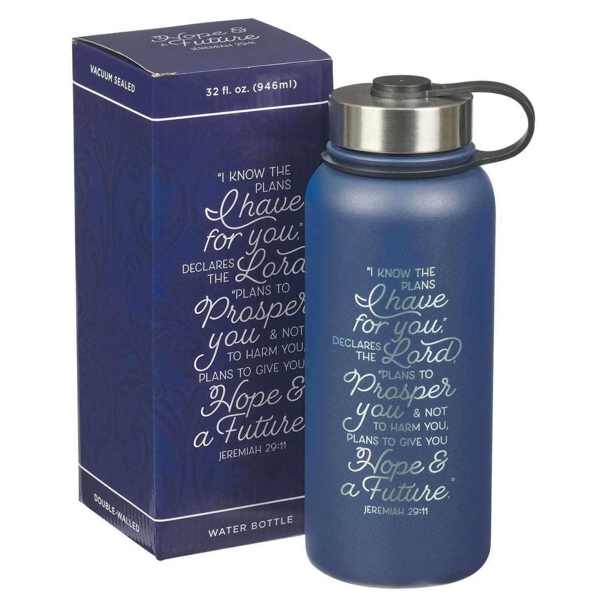 WATER BOTTLE SS BLUE I KNOW THE PLANS JER. 29:11
