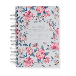 Journal Wirebound Light Blue Floral More Precious