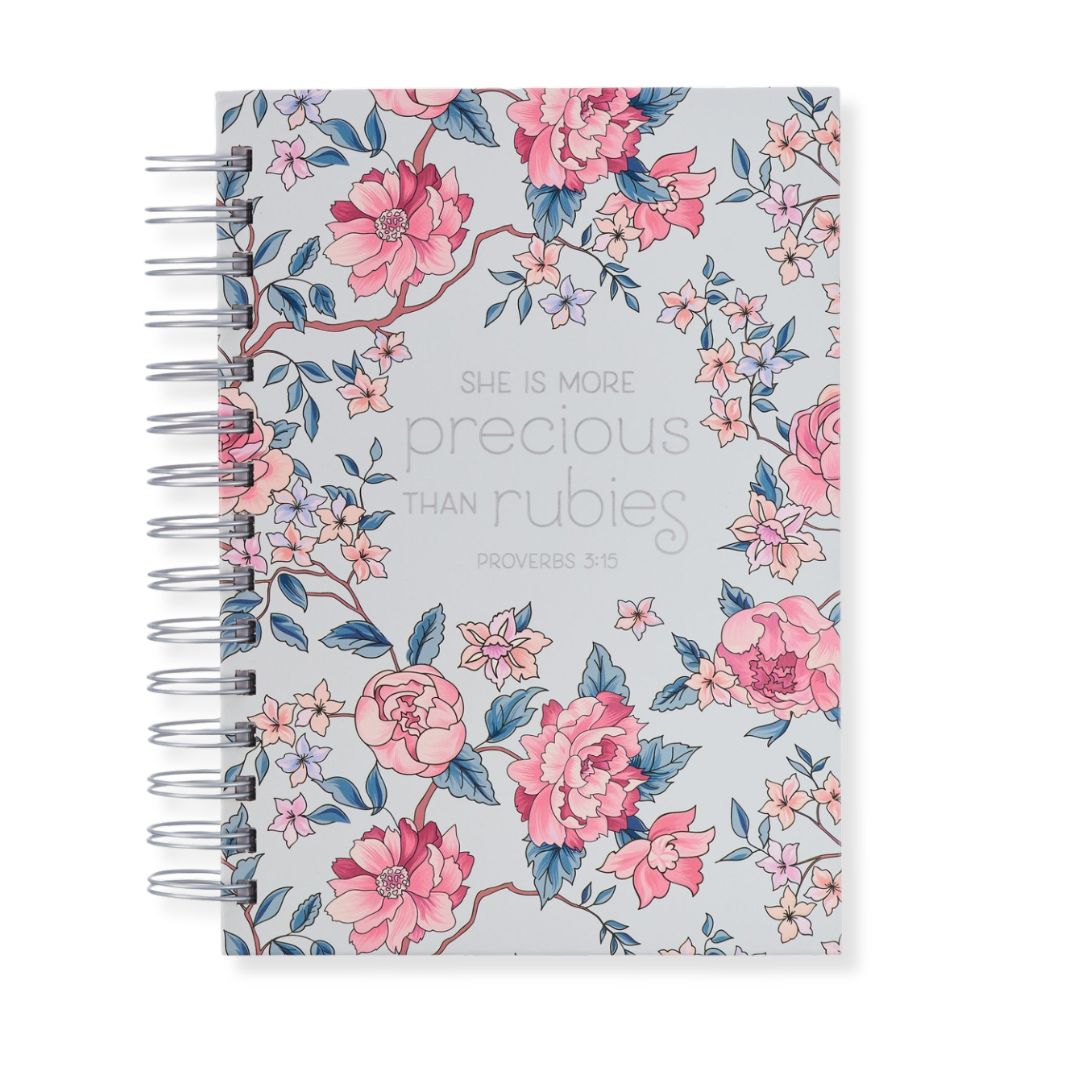 Journal Wirebound Light Blue Floral More Precious